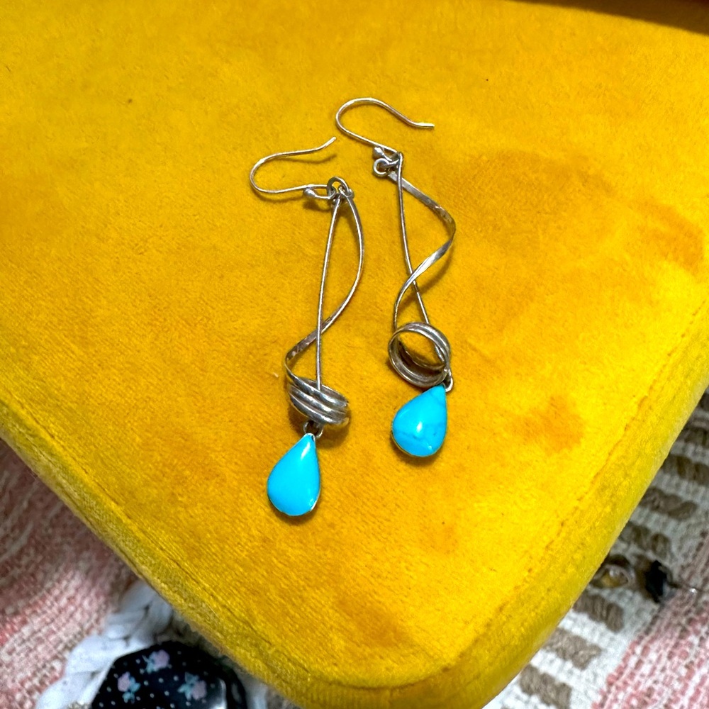 SOUTHWESTERN TURQUOISE and STERLING SILVER earrings